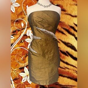 Elegant Gold Strapless Dress